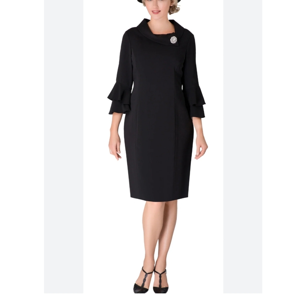 Chic Black Long Sleeve Dress with Ruffle Accents